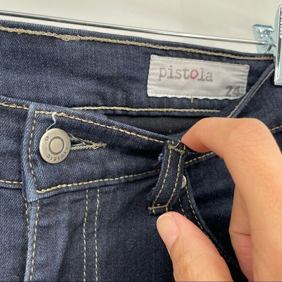 Pistola Dark Blue Stretch Skinny Mid Rise Jeans Size 24 - Picture 4 of 5